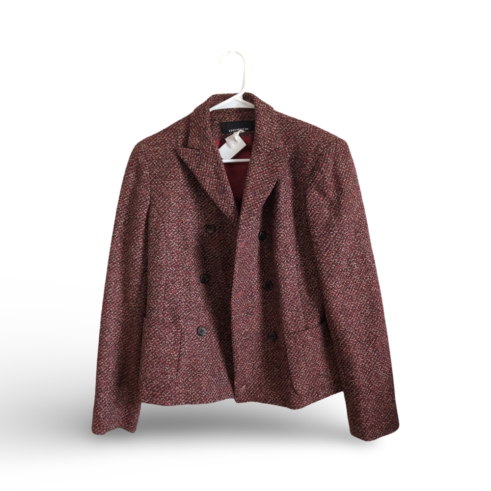 Red Tweed Double-Breasted Blazer